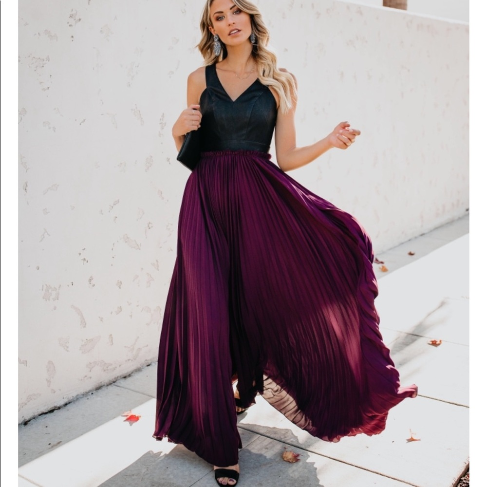 VICI High & Defined Faux Leather Maxi Dress